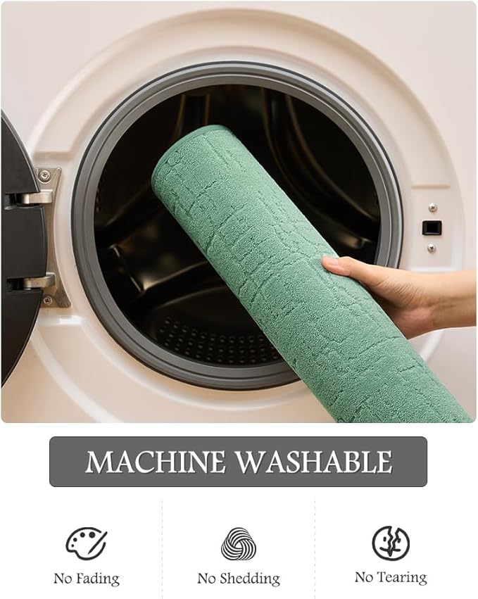 AMOAMI-Bath Mat-Absorbent Quick Dry Bathroom Floor Mats-Washable Rubber Backing Bath Mats for Bathroom Rugs Fit Under Door-Bath Rug for in Front of Sink Bathtub Shower Room, Moss 24''x48''