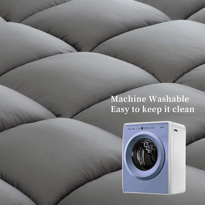 COONP Twin Mattress Topper, Extra Thick Pillowtop, Cooling Plush Mattress Pad Cover Bed Topper Protector with 8-21 Inch Deep Pocket (Grey, Twin)