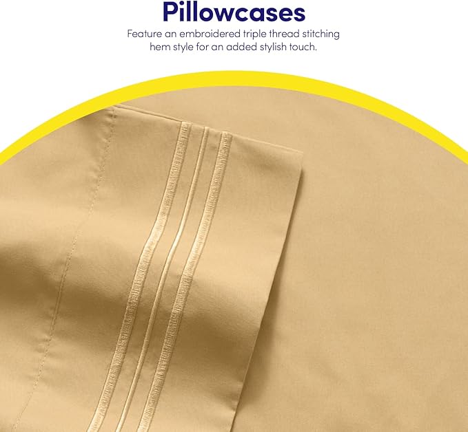 1500 Supreme Collection Extra Soft RV Queen Sheets Set, Camel - Luxury Bed Sheets Set with Deep Pocket Wrinkle Free Bedding, Over 40 Colors, RV Queen Size, Camel Short Queen