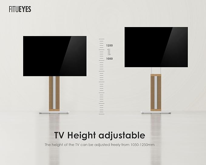 FITUEYES Design Wood TV Stand Swivel Mount with Hidden Back Storage for 32-65 inch TV Screens, Scandinavian Style Tall Floor TV Stand for Home Decor with Reinforced Base, Zen Series, White