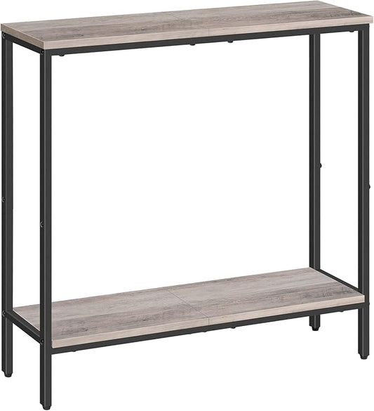 HOOBRO 29.5 Inches Narrow Console Table, Small Sofa Table, Entryway Table with Shelves, for Hallway, Living Room, Bedroom, Foyer, Greige and Black BG22XG01