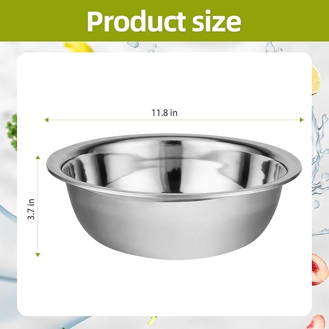 20 Pcs 11.8 x 3.7 Inch Stainless Steel Mixing Bowls for Bulk Food Prep with Nesting Design for Hotel Restaurant and Home Kitchen Cooking in Silver