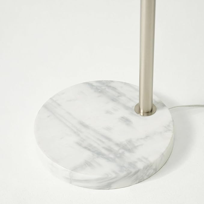 Brightech Mason Arc Floor Lamp - Modern Corner Standing Lamp with Unique Hanging Drum Lamp Shade for Living Room - Bright Overhead, Curved Hanging Light for Bedroom. Library, Den - Nickel