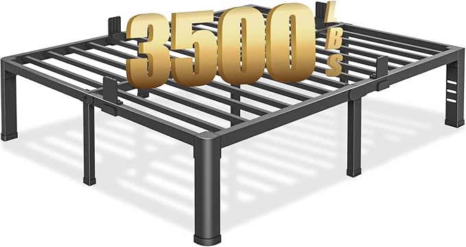 16 inch California King Bed Frame with Round Corner Legs and Headboard Hole Mattress Slide Stopper 3500 lbs Heavy Duty Metal Platform,Steel Slat Support,No Box Spring Needed,Easy Assembly,Noise Free