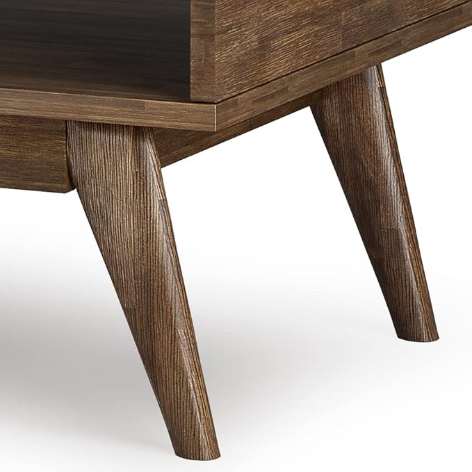SIMPLIHOME Clarkson Lift Top Coffee Table - 48 inch Wide Solid Acacia Wood Mid-Century Cocktail Table in Rustic Natural Aged Brown, Stylish Living Room Table with Storage Compartment and Open Shelf