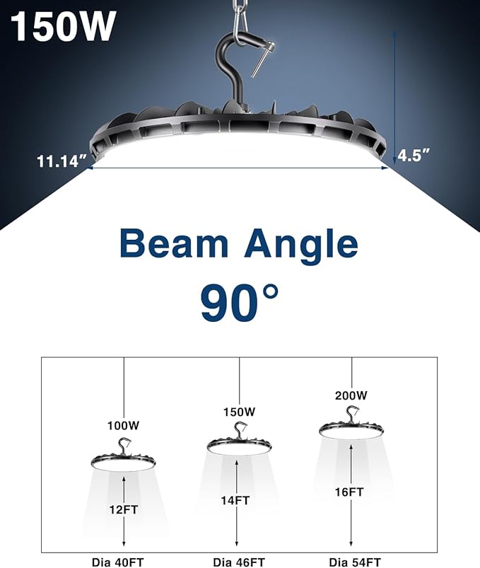 150W 10 Pack UFO LED High Bay Light, High Bay LED Shop Lights for Warehouse Workshop, 16,500LM, 5000K Daylight, Highbay LED Shop Lights Plug & Play, IP65 Waterproof UL Listed