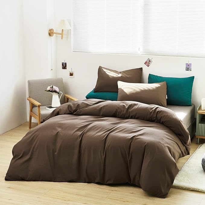 Cottonight Brown Comforter Set King Chestnut Brown Bedding Comforter Set Modern Chocolate Brown Blanket Quilts Modern Dark Brown Bedding Comforter Set for Women Men King Bed