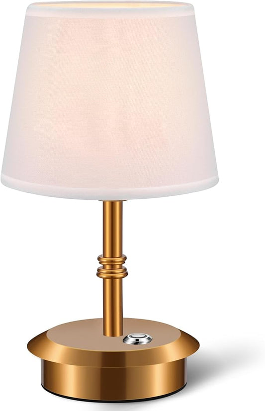 Mini – Cordless LED Table Lamp with Dimmer, Built-in Rechargeable Battery, 3-Level Brightness, Patio Table Lamp, Bedside Night Lamp, Ambient Light for Restaurant(Antique Brass)