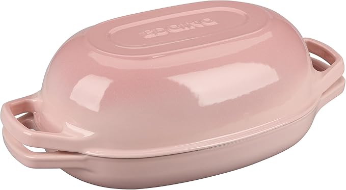 Enameled Cast Iron Dutch Oven Pot with Lid, Oval Dutch Oven for Bread Baking, Bread Oven for Homemade Sourdough Bread Baking, 5qt, Pink