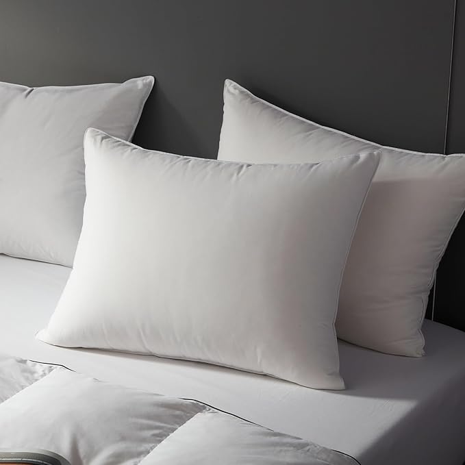 Globon Ultra Soft Down Pillow Standard Size, All Down Filled Bed Pillow for Sleeping, 100% Cotton Shell 500 Thread Count, Soft Hotel Collection Down Feather Pillow 20" x 26" 1 Pack