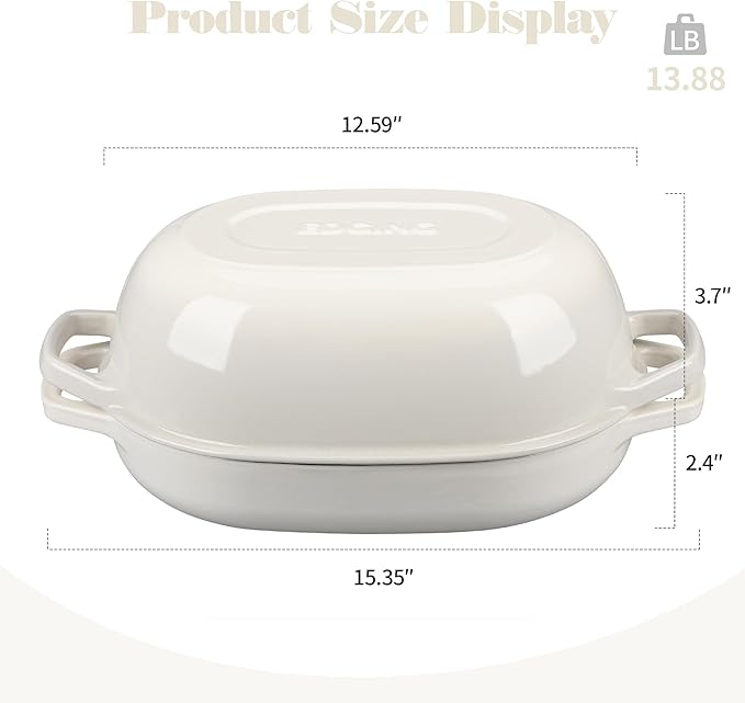 Enameled Cast Iron Dutch Oven Pot with Lid, Oval Dutch Oven for Bread Baking, Bread Oven for Homemade Sourdough Bread Baking, 7qt, White