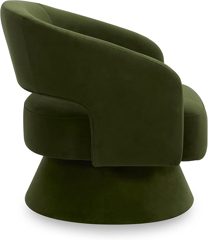 CHITA Swivel Accent Chair Armchair, FSC Certified Velvet Barrel Chair for Living Room Bedroom, Forest Green