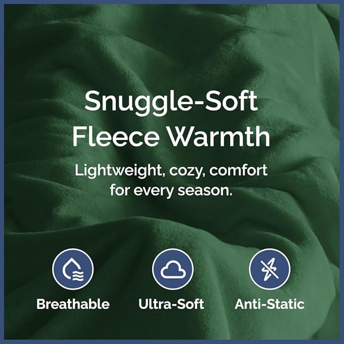 Ultra Soft Fleece Blanket King Size - Flannel Fleece Luxury King Blanket - Lightweight for Couch Bed Chair - Thick, Warm and Breathable - All Season Cozy Anti-Static Microplush Bedding, Forest Green