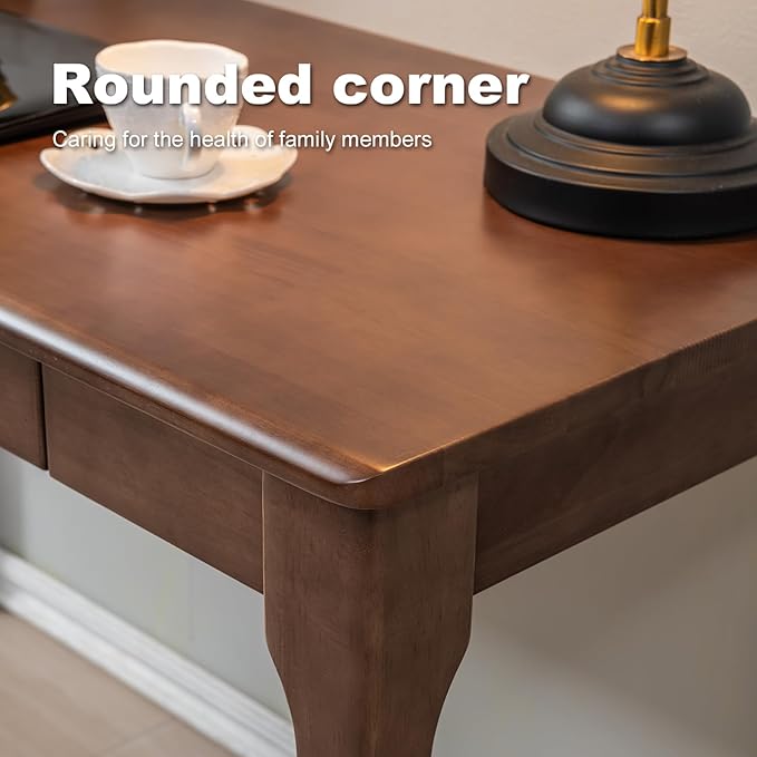 Solid Wood Desk, Gaming Study Home Office Desks for Work, Student PC Desk for Bedroom, Small Computer Desk for Small Spaces, Easy to Assemble (Walnut Color, 47inch)