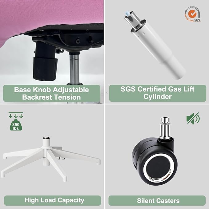 Ergonomic Office Chair - 350LB Mesh Office Chair with Adjustable Lumbar, High Back Computer Desk Chair with 3D Armrests, Comfy Chair with 2D Headrest & Tilt Function for Study, Work, Gaming