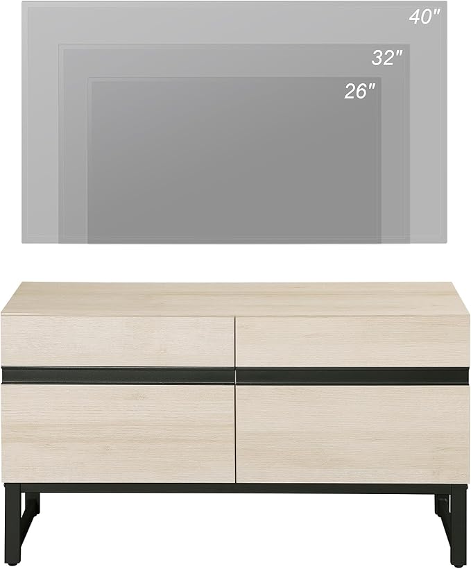 WAMPAT Modern TV Stand for TVs up to 50 inch, TV Entertainment Center Console Table with Storage Cabinet, Wood Media Console for Living Room,Light Oak