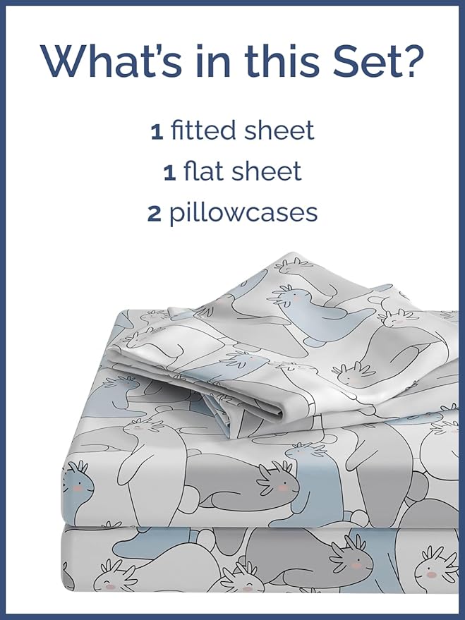 Kids Monsters Full 4 Piece Sheet Set - Boys, Girls, Teens, Toddler - Easy Fit Deep Pockets - Breathable, Hotel Quality Bedding Sheets - Machine Washable - Wrinkle Free - Cute, Cozy, Soft - CGK Linens