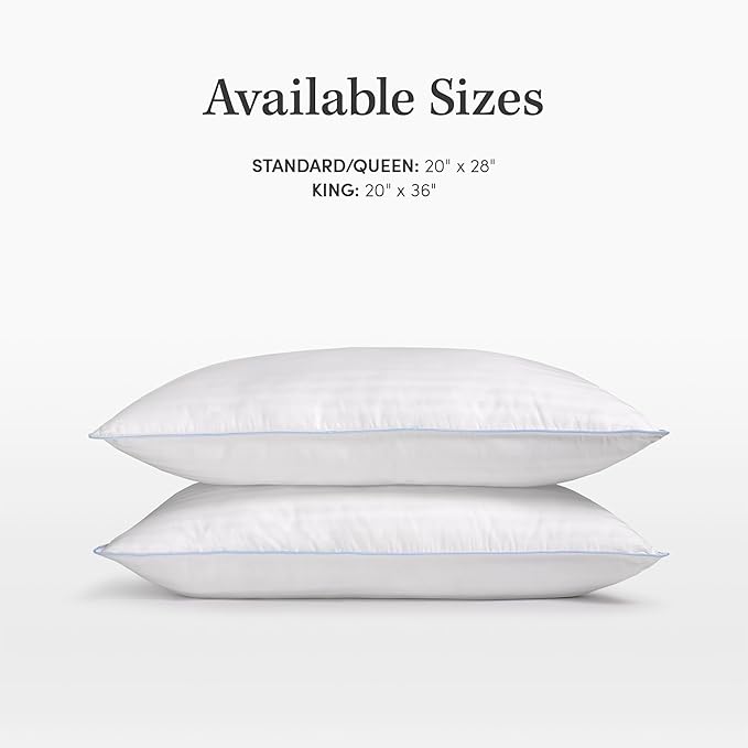 eLuxurySupply 2-Pack Premium Bed Pillows - Medium Density and Medium Loft Ideal for Back and Side Sleepers - 100% Cotton Casing - 20"X36" King Size