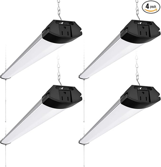 Barrina BS84 LED Shop Lights for Workshop 4FT, 84W, 10000LM, 6500K Linkable Light Fixture for Garage, Basement, Hanging or Flush Mount, ETL, 4 Packs