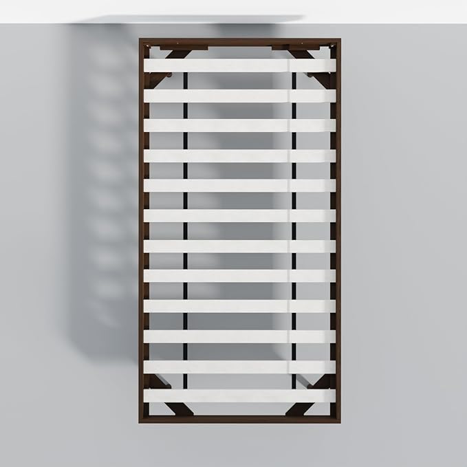 HavenWood Modern Solid Wood Platform Bed Base with Inset Wood Legs – No Box Spring Needed,Fast Assembly – Twin Size in Walnut (No Headboard)