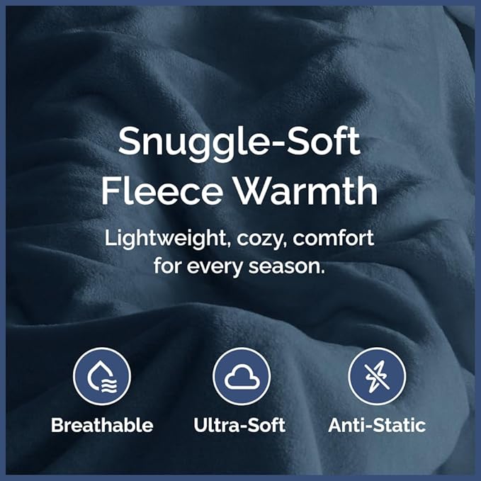 Ultra Soft Fleece Blanket Throw Size - Flannel Fleece Luxury Throw Blanket - Lightweight for Couch Bed Chair - Thick, Warm and Breathable - All Season Cozy Fuzzy, Anti-Static Microplush Bedding, Navy