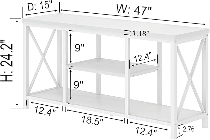 EXCEFUR Modern White TV Stand with Storage Shelves, Entertainment Center for TV up to 55 inch, Media TV Console Table and TV Cabinet for Living Room Bedroom, 47 Inch
