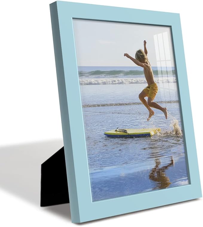 Renditions Gallery 8x10 inch Picture Frame High-end Modern Style, Made of Solid Wood and High Definition Glass Ready for Wall and Tabletop Photo Display, Blue Frame