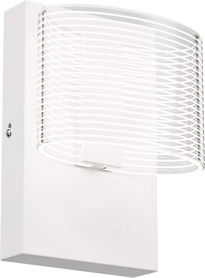 URSOLA Wall Sconce LED Wall Lamp with Oval Linear Sleek Lampshade 110 Volt Hardwired Wall Light 4000K Sconces Wall Lighting (White)