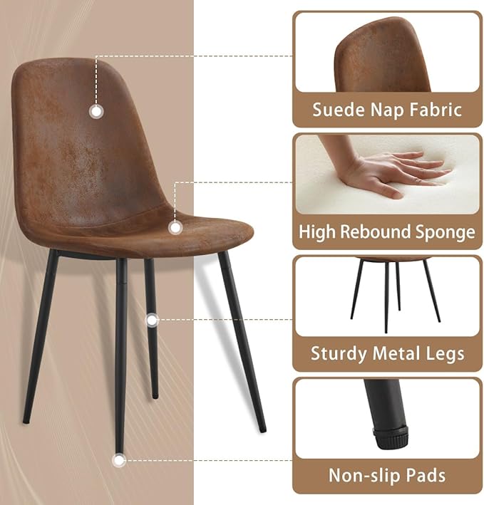 Dining Table Set for 6 with Chairs, Sintered Stone Kitchen Table Top and Modern Chairs Set of 6 for Kitchen Dining Room