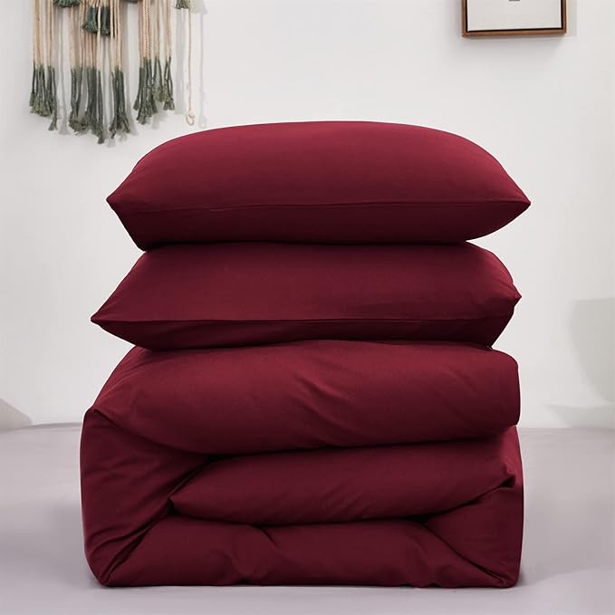 Luxlovery Burgundy Comforter Set Queen Dark Red Bedding Set Women Claret Wine Red Crimson Burgundy Blanket Quilts 3 Piece Claret Bedding Comforter Set