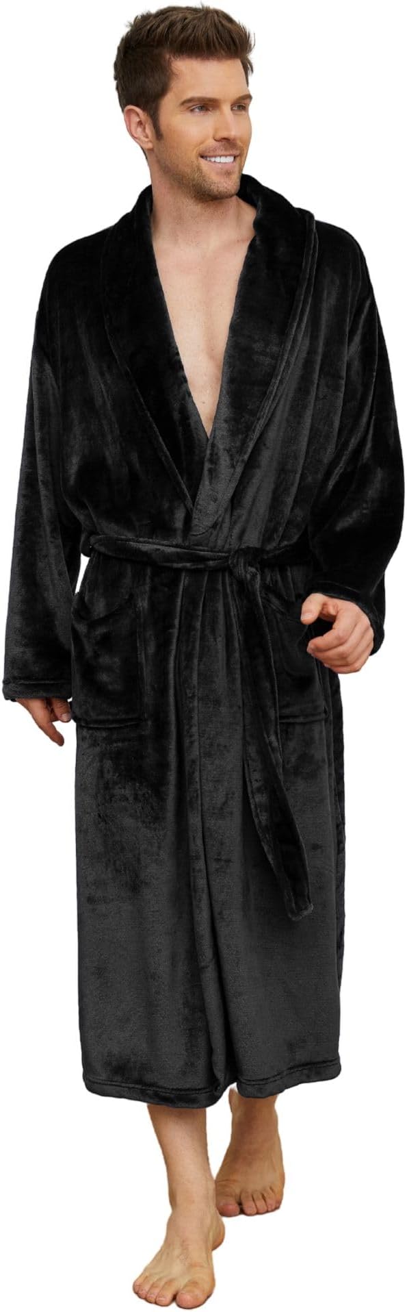 U2SKIIN Mens Fleece Robe Plush Collar Shawl Bathrobe