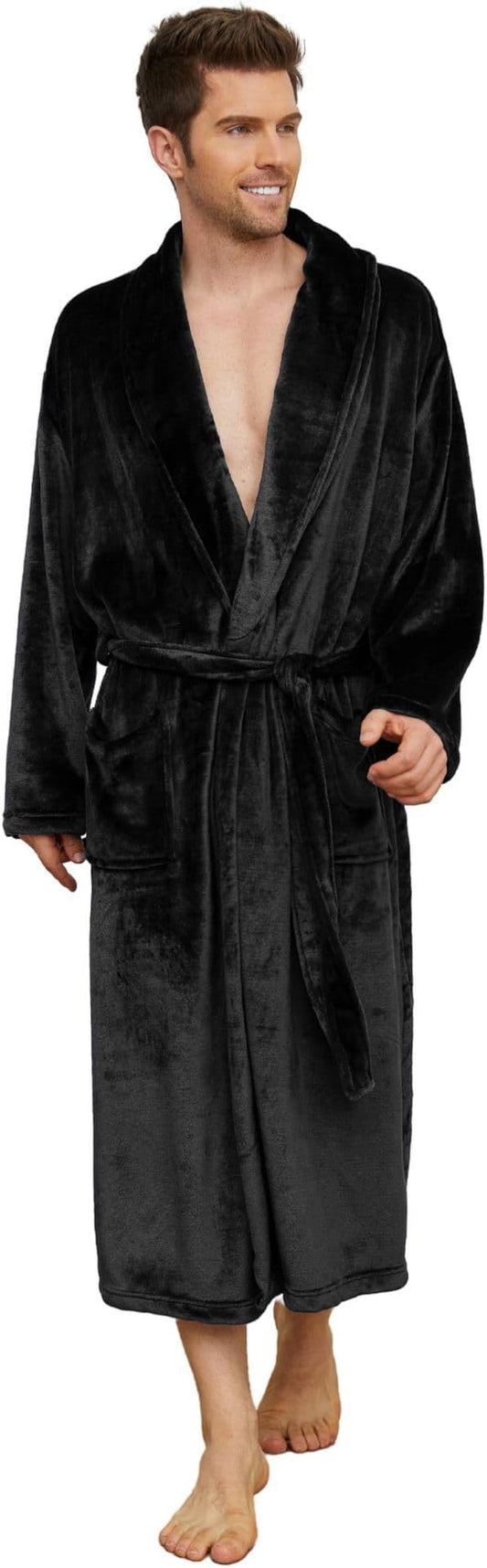 U2SKIIN Mens Fleece Robe Plush Collar Shawl Bathrobe
