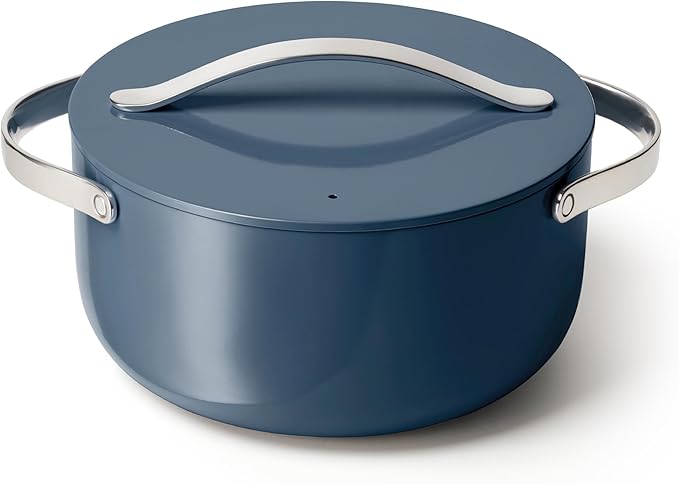 Caraway Nonstick Ceramic Dutch Oven Pot with Lid (6.5 qt, 10.5") - Non Toxic, PTFE & PFOA Free - Oven Safe & Compatible with All Stovetops (Gas, Electric & Induction) - Navy