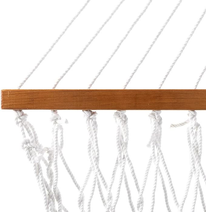 Original Pawleys Island Large White DURACORD® Rope Hammock with Extension Chains & Tree Hooks, Handcrafted in The USA, 450 LB Weight Capacity, 13 ft. x 55 in.