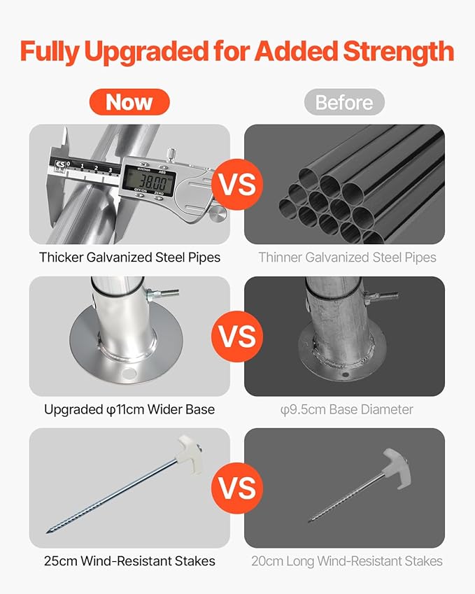 VEVOR Outdoor Storage Shed, 8 x 14 ft Portable Storage Tent with Roll-up Door & Vents, Waterproof Canopy Shed Shelter, Heavy Duty Frame, Patio Garage Carport for Motorcycle, Lawn Mower, Bike, Grey