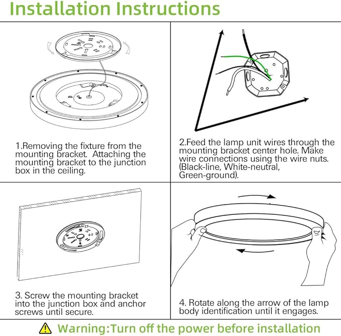 hykolity 18 Inch LED Round Flat Panel Light, Black, 32W, 3200lm, 3000K/4000K/5000K CCT Selectable, 120°Beam Angle, Dimmable Edge-Lit Flush Mount Ceiling Light Fixture - ETL Listed