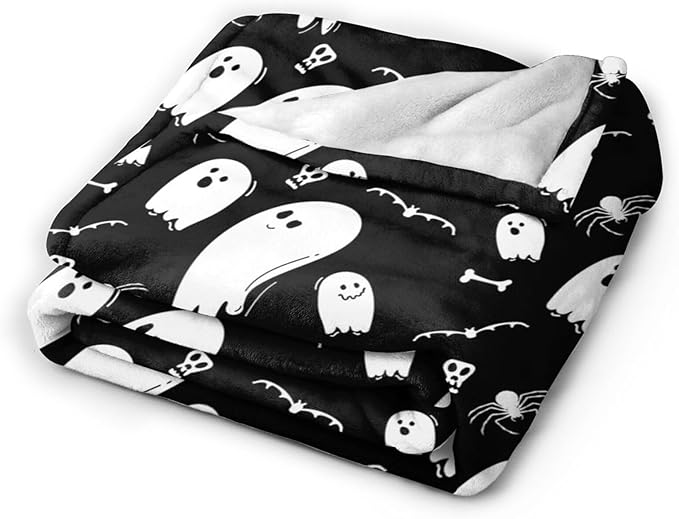 Halloween Ghost Throw Blanket 60x50 Inches Gifts for Mens Womens Boys Girls Soft Flannel Plush Blankets for Bed, Sofa, Couch, Travel, Camping