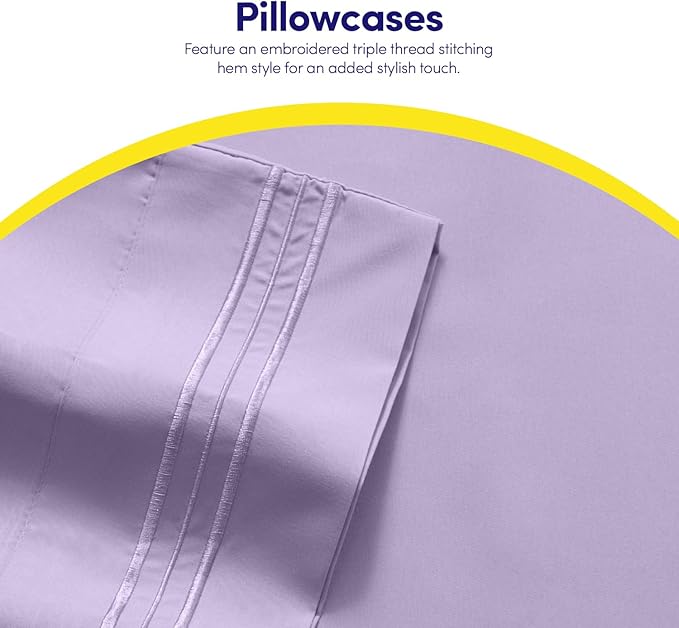 1500 Supreme Collection King Sheet Sets Lavender - Luxury Hotel Bed Sheets and Pillowcase Set for King Mattress - Extra Soft, Elastic Corner Straps, Deep Pocket Sheets, King Lavender