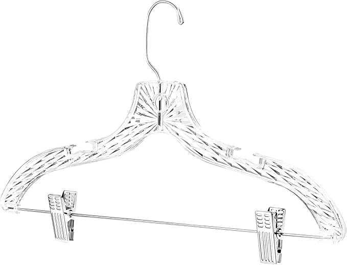 Clothes Hangers with Clips Plastic Set of 100 Pack Heavy Duty Hangers Dresses, T-Shirts Shirt Suit Hangers for Closet Organization Crystal Clear Hanger Pants Skirt Hanger Women and Men