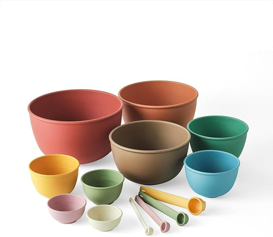 Bamboozle Astrik Baking Bundle | 5 Piece Mixing Bowl Set | Measuring Cups and Spoons | Cooking and Meal Prep | Dishwasher Safe | Microwave Safe | Desert Bloom