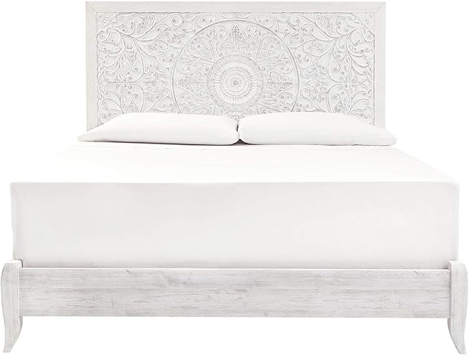 Signature Design by Ashley Paxberry Boho Chic Panel Adjustable Headboard ONLY, King, Whitewash