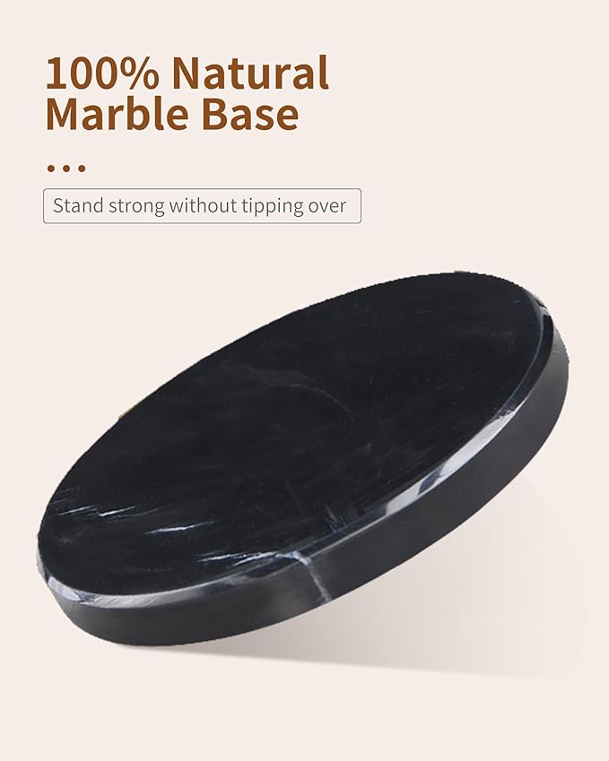 Metal Coat Rack Stand with Natural Marble Base, Modern Coat Rack Freestanding, 360°Rotary Coat Racks with 14 Hooks, Black Coat Stand Hall Tree Hanger Stand for Entryway, Office，Corner