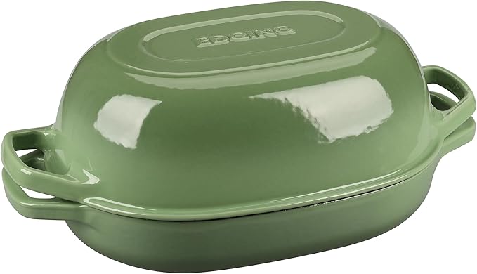 Enameled Cast Iron Dutch Oven Pot with Lid, Oval Dutch Oven for Bread Baking, Bread Oven for Homemade Sourdough Bread Baking, 7qt, Pistachio Green