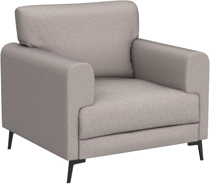 CDCASA Accent Chair, Linen Fabric Oversized Mid Century Modern Chair Set of 1, Comfy Upholstered Armchair Reading Accent Chairs Sofa Chairs for Bedroom Living Room, Light Brown