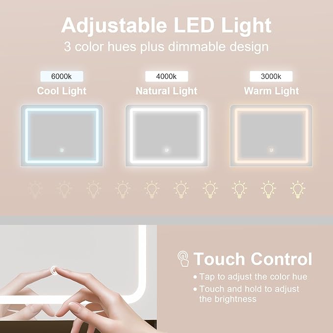 Vanity Table with Hidden Storage & LED Mirror - Includes Padded Stool, 5 Compartments, 2 Drawers & 1 Storage Cabinet - Ideal Bedroom Makeup Dressing Table Black