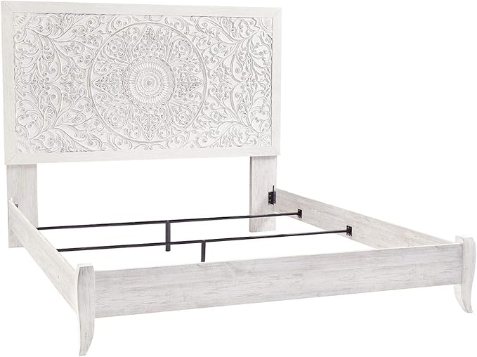 Signature Design by Ashley Paxberry Boho Chic Panel Adjustable Headboard ONLY, King, Whitewash