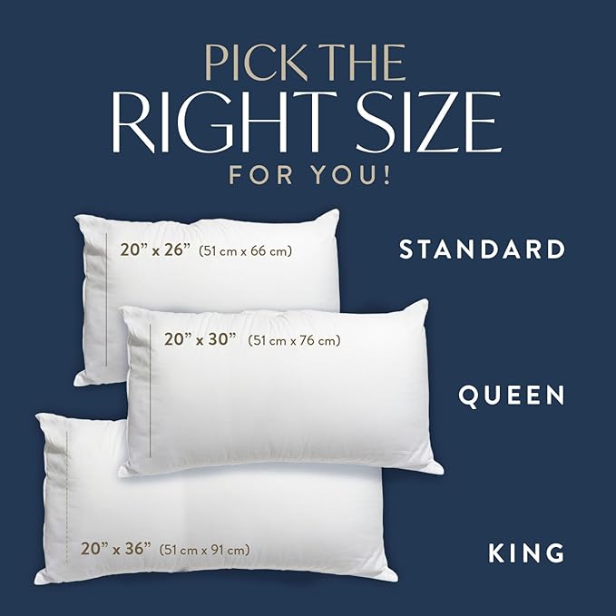 Digital Decor 100% Cotton King Size Hotel Pillows, U.S. Made Hypoallergenic Pillows with Down Alternative Fiber Fill, Set of 2, Three Comfort Levels, (Soft, Medium, Firm) Firm