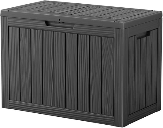 Vixzen 45 Gallon Resin Deck Box, Lockable Outdoor Storage Box for Patio Cushions Storage Furniture,Garden Tools, Pool Supplies, Weatherproof and UV Resistant