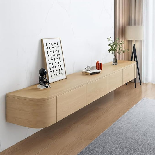 Floating TV Stand,47-118 Inch Wall Mounted TV Shelf,Modern Entertainment Center Media Console with Storage for Bedroom,Living Room (Wood,94.5")