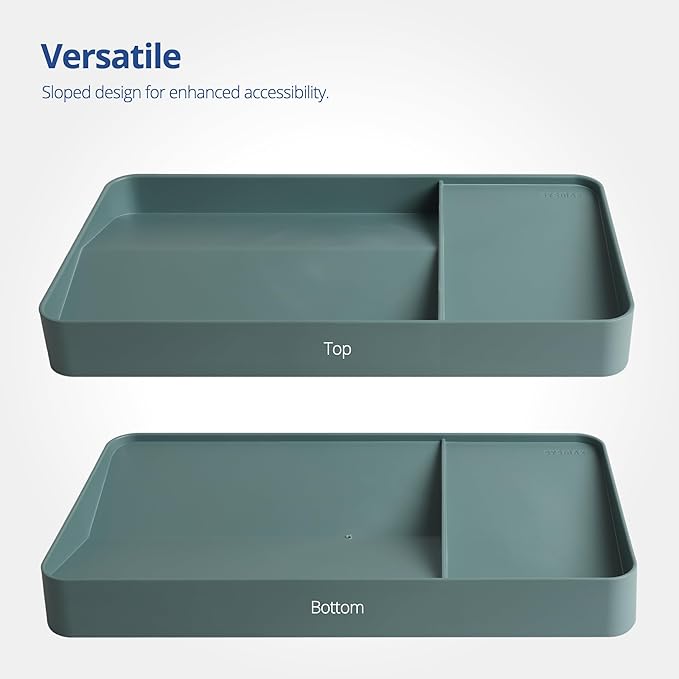 Blue Ginkgo Desk Tray – Korean-Made Organizer for Notes, Pens, Pencils, and Accessories (Double-Sided, Green)